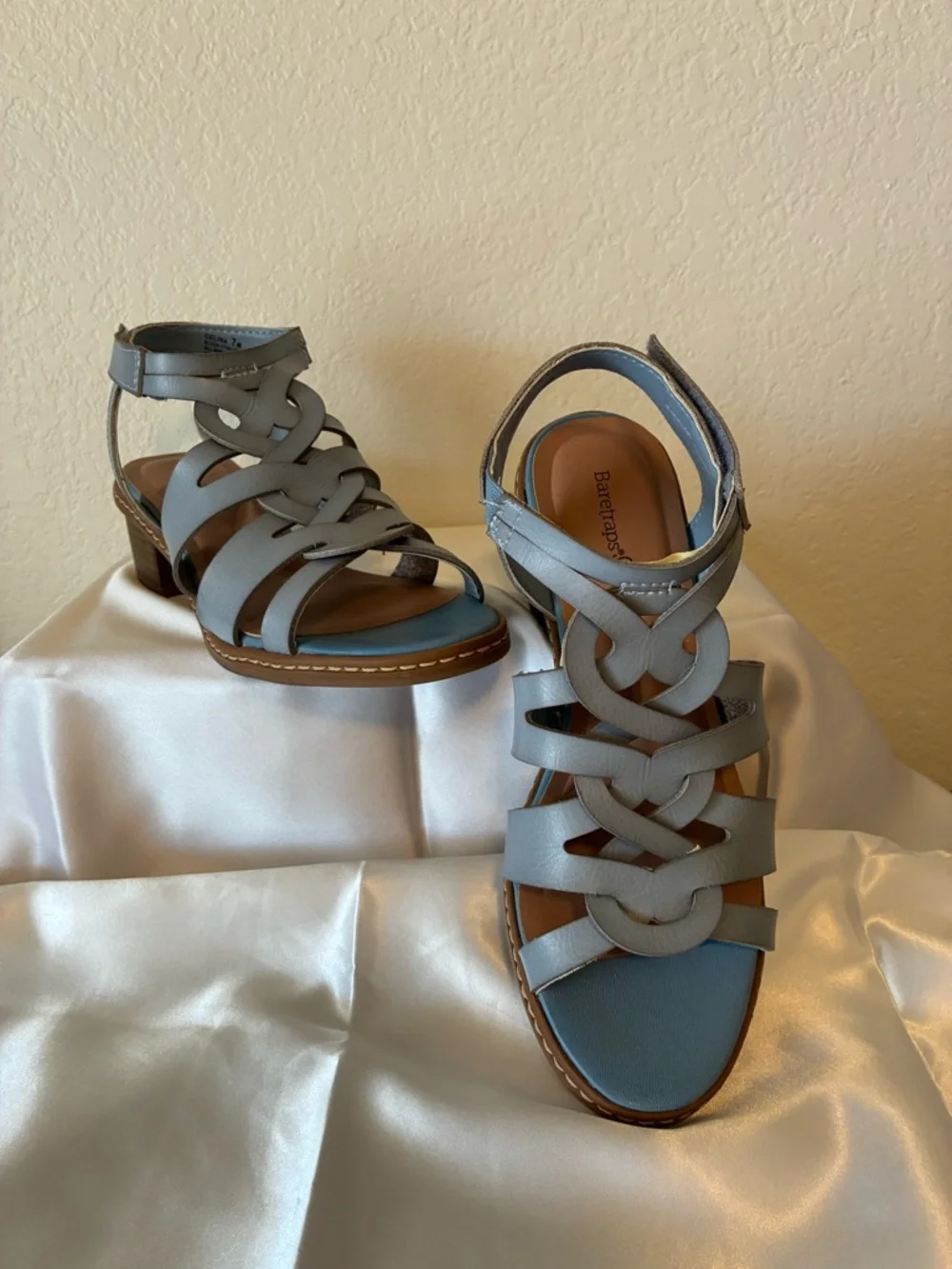 BareTraps Light Blue Strappy Woven Sandals